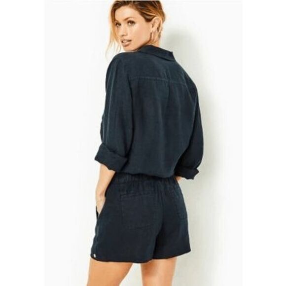 Lilly Pulitzer Lilo washable linen shorts Sz L onyx (black) - Picture 2 of 9